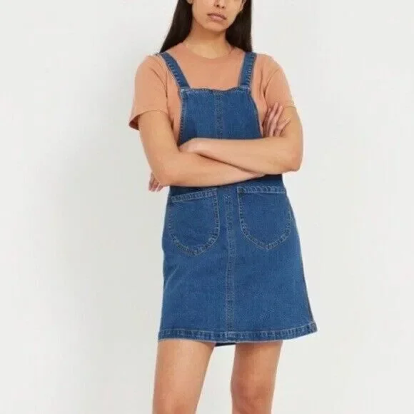 Frank and Oak Pinafore Denim Overall‎ Jean Dress Blue Pockets Womens Size… - Picture 2 of 14